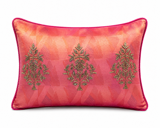Blossom Sage Zari Jaali Cushion